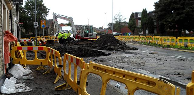 Entwisle Road following the flooding after a water pipe burst