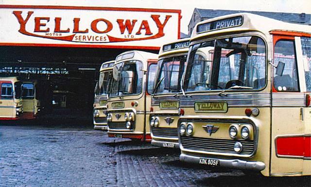 Yelloway Coaches lined up in the 1970s