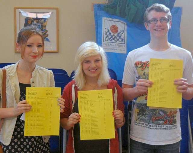 Ella Hodges, Molly Barrett, Jack Brierley celebrate their results