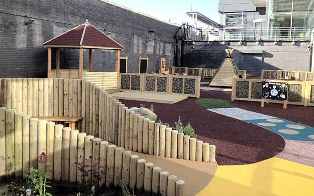 The new outdoor play area at the crèche at Hopwood Hall College, Rochdale Campus 