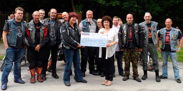 MT Heads MCC Bikers present a cheque for £250 to Janice Percy for the Association of Dance and Performing Arts