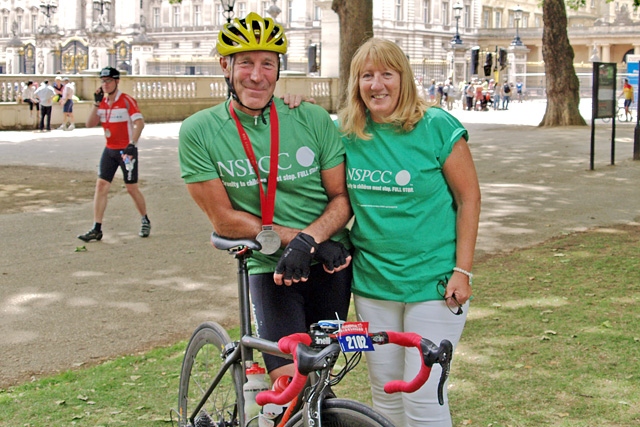 Jim Kennedy and wife Carole at the Prudential Ride London 100