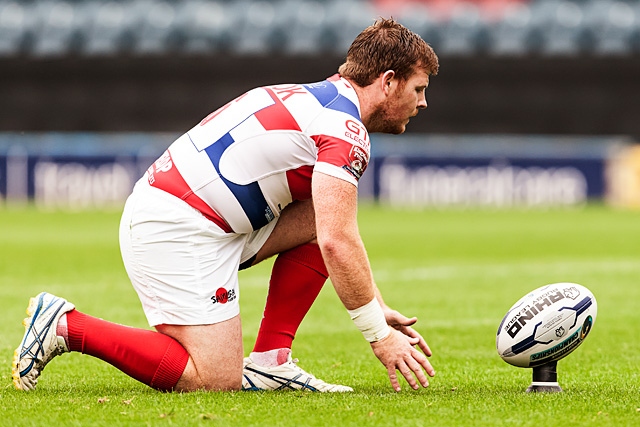 Crook lines up one of his successful conversions<br />Rochdale Hornets v Gloucestershire All Golds