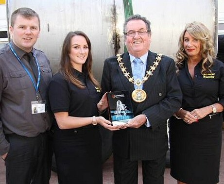 Mark Whittaker, Rochdale Training; Sophie Etheridge; Peter Rush, Rochdale Mayor; Wendy Owen, Bowser Supply Director