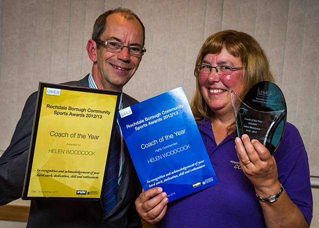 Helen Woodcock, Coach of the Year - award presented by Councillor Colin Lambert