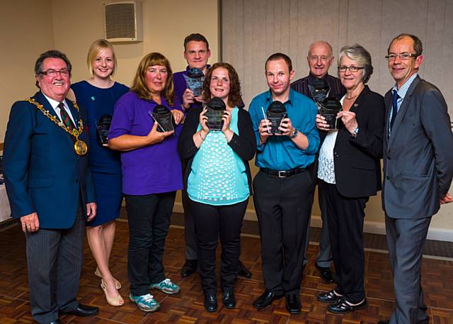 All the award winners with Mayor Peter Rush and Council Leader Colin Lambert