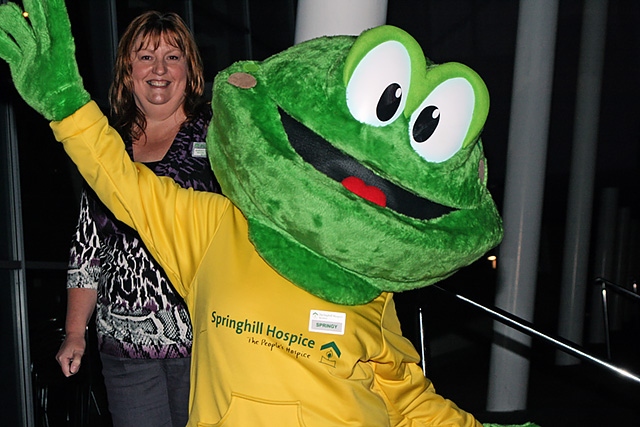 Springy the Hospice Frog at the Springhill Hospice Midnight Walk