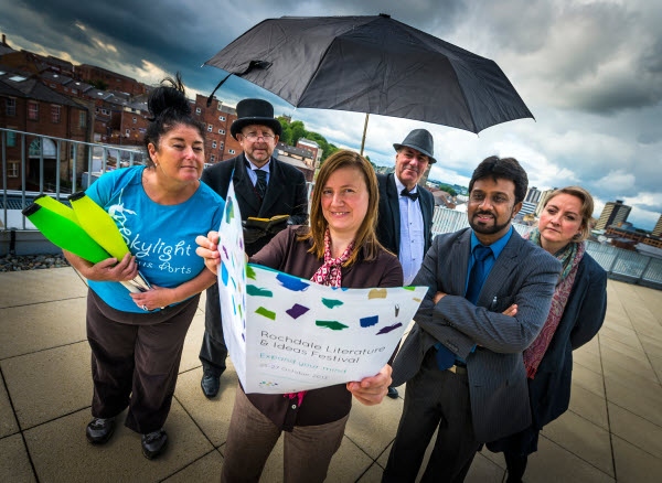 Martine Bradford from Skylight Circus Arts, Colin Meredith, Vicky Lomax, Arts Director, Compere Norman Warwick, Mohammad Sarwar from Multicultural Arts & Media and Helen Chicot from the council