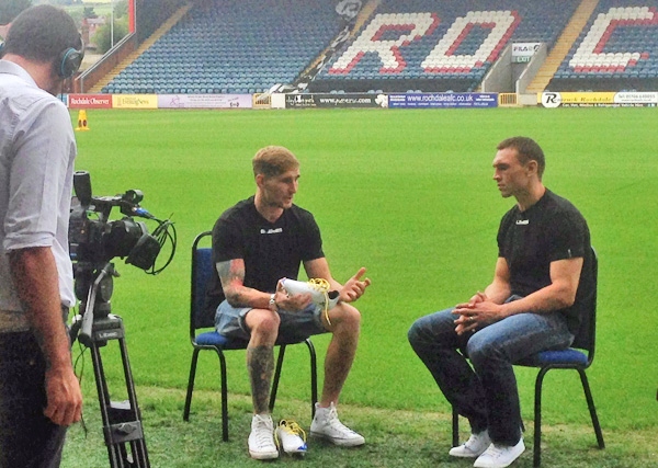 Kevin Sinfield and Sam Tomkins at Spotland