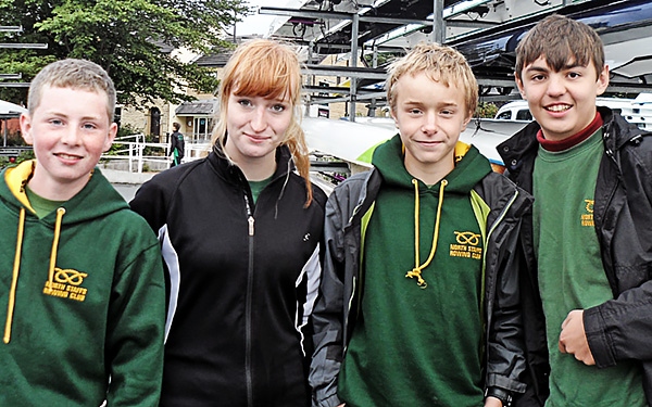 North Staffs rowers Nathan Tony, Lizzie Binns, James Binns and Tony Dunn