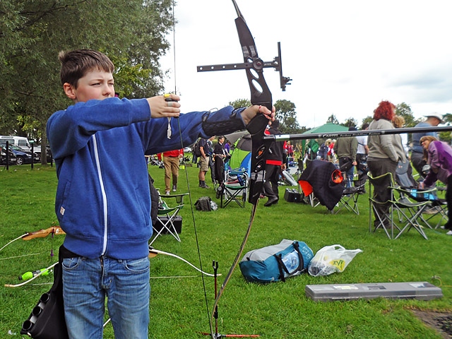 Tom Schofield takes part in the junior archery tournement