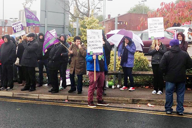 Unison strike outside Rochdale Infirmary