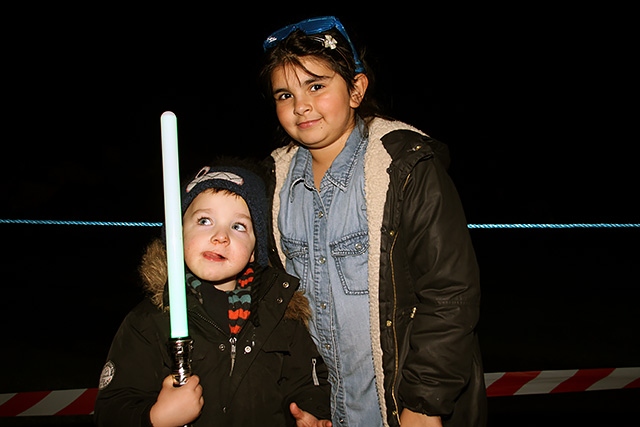 Kailub and Karma Parkin at the Cronkeyshaw Common Bonfire and Firework Display