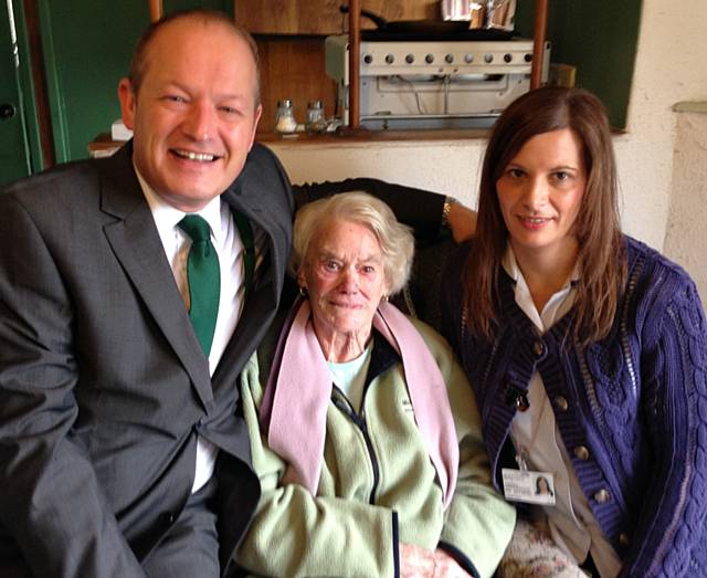 Simon Danczuk MP with support worker Andrea and resident Gladys