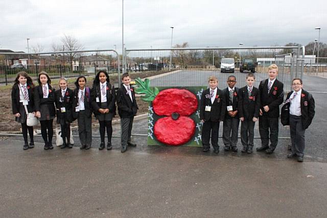 The large poppy pupils took to the Celebration of Faith at St Martin's Church in Castleton