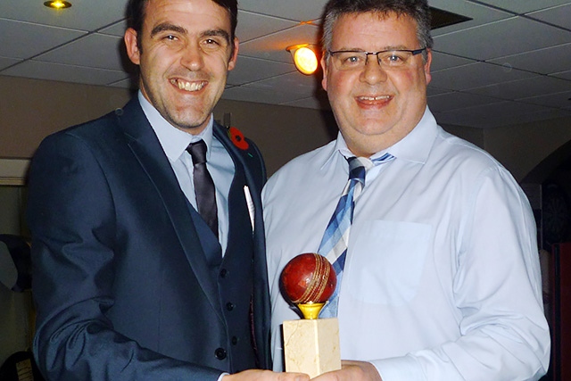 Norden Cricket Club presentation evening<br />First team captain Simon North with cricket chairman Dexter Fitton