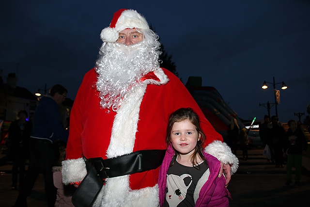 Middleton Christmas lights switch on<br />Crystal Lindley with Father Christmas