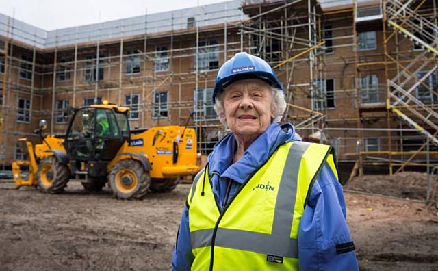 Vera Hirst, Chair of Age UK Rochdale, on site at the Hare Hill Extra Care scheme in Littleborough