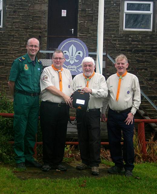 NWAS Community Resuscitation Development Officer, Steve Nichols, and from Ashworth Valley Scout Campsite, Les Griffiths, Doug Sutton and Tony Davies