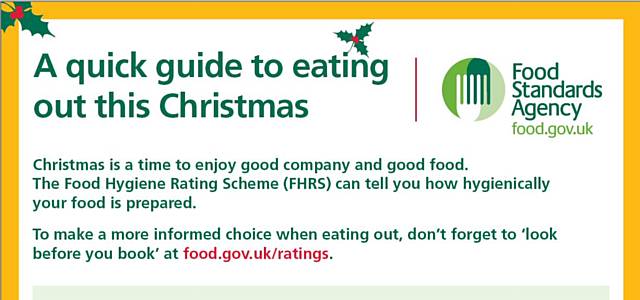 FSA is calling on people to check the food hygiene ratings of restaurants before booking Christmas meals out