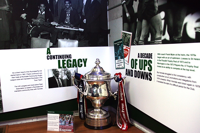 The Kingstone Press Championship One trophy in the Rochdale Hornets museum