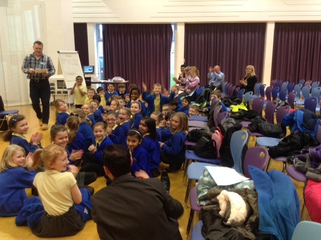 Children from St Edwards, Castleton and Brimrod Primary schools at the Performance Poetry Workshop 