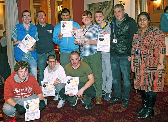 The young people from Redwood School with their certificates, along with Rochdale Council youth team and RBH Neighbourhood Housing Officer Nazia Zia