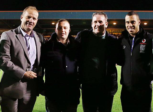 Steve and Ben Ingham, with Terry O'Connor and star of the World Cup, Hornets new signing Ryan Millard