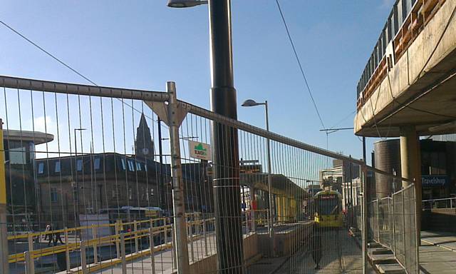 Tram testing in Rochdale town centre