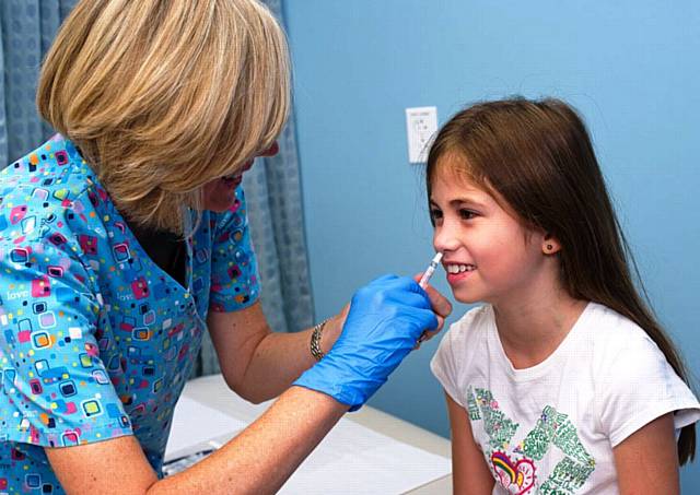 FFor young children the vaccine is given as a quick, painless nasal spray