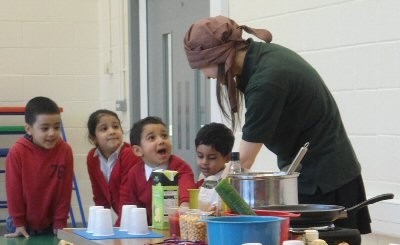 Hamer children enjoyed a food demonstration from the Food Education Company 