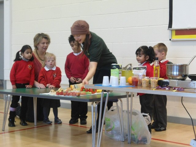 Hamer and Springside children enjoyed a food demonstration from the Food Education Company 