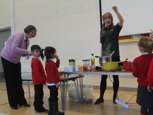 Hamer children enjoyed a food demonstration from the Food Education Company 