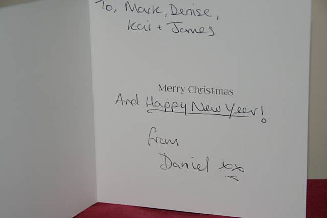 A card from amongst the rubbish fly-tipped in Ashworth Valley on Christmas Day