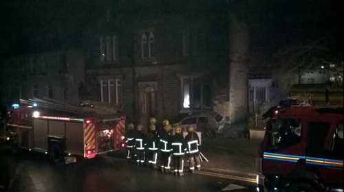 Firefighters rescued nine people and a puppy from a serious blaze in Manchester Road, Castleton