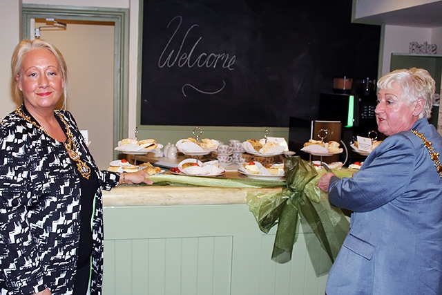 Mayor Carol Wardle and Mayoress Beverley Place officially open Springhill Hospice Tea Room and Gift Shop