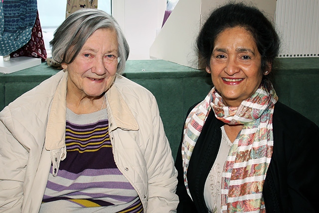 Margaret Geoghegan MBE with Mrs R Mukherjee, Vice Chairwoman of the Board of Trustees at the Springhill Hospice Tea Room and Gift Shop opening