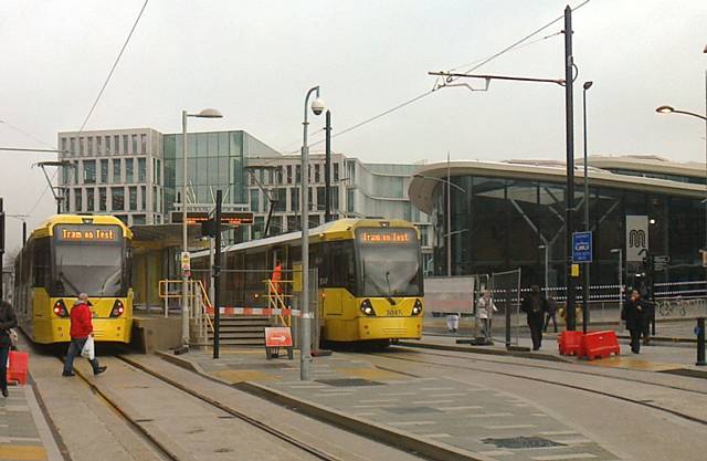 Trams in Rochdale Town Centre for final testing