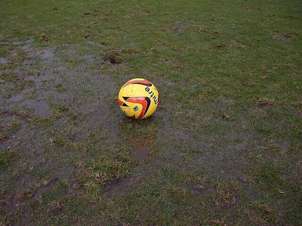 The waterlogged pitch at Northampton