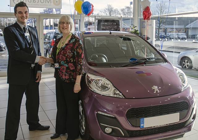 Lindsay Eavis spent £4 on raffle tickets and won a new Peugeot 107 Allure 