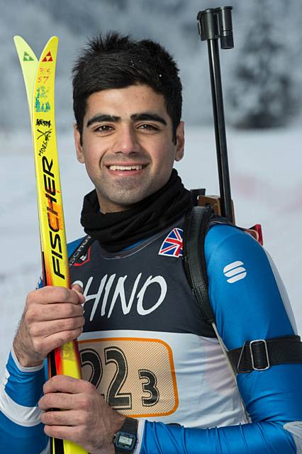 Private Summander Hussain has just competed in the Nordic (cross country) section of the Army skiing contest Exercise Pipedown