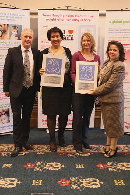 Ian Trodden, Pennine Care’s Executive Director of Nursing (acting); Val Rimmer, Pennine Care’s Infant Feeding Co-ordinator for the Rochdale Borough; Alison Smith, Integrated Children’s Centre Manager for the Moorhouse/Newbold Cluster; Councillor Donna Martin, Cabinet Member for Children, Schools and Families