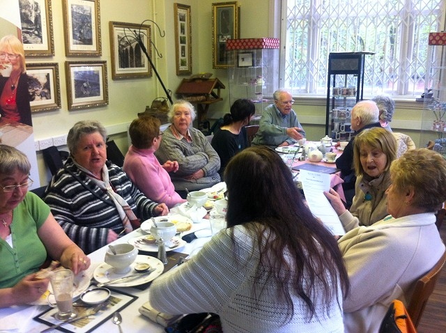 Healey Dell Tea Rooms with a couple of Old Soldiers
