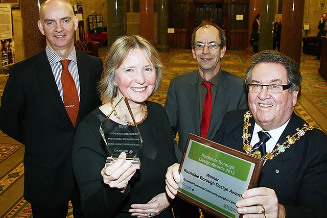 Borough Design Award - Representatives from Brownhill Learning Community with John Jones, Design Director at Countryside Properties, Councillor Colin Lambert and Mayor Peter Rush