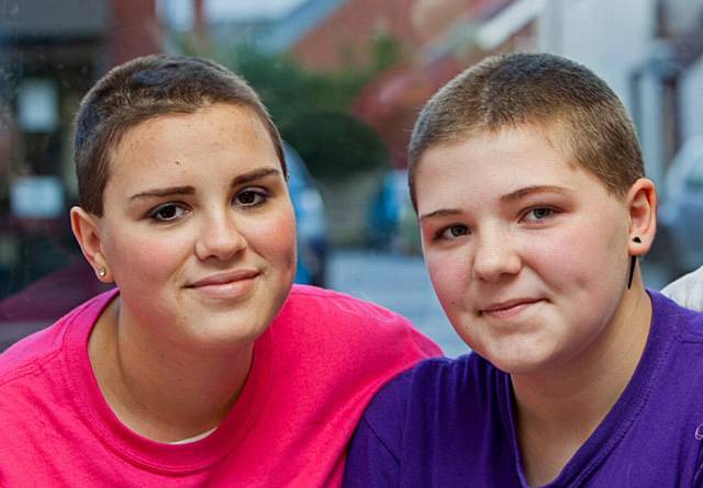 Teegan Gritt and Chloe Dring heads shaved for charity 