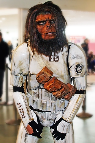 Planet of the Apes Storm Trooper cross over at the Dale-Con sci-fi convention in the Wheatsheaf Shopping Centre