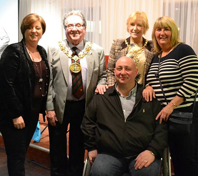 Michelle Green, Operations Manager; Mayor Peter Rush and Mayoress Monica Rush; Karen Humphreys, Contracts Manager 

Front: Terry Morely, Centre Director for Sport & Public Services 