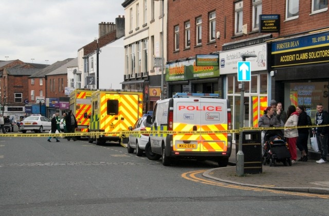 Ambulance and police on standby on Yorkshire Street