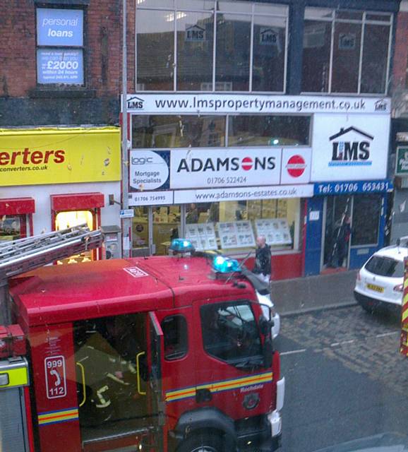 Fire crews at the old Health Food Shop at the top of Yorkshire Street 