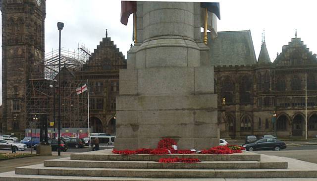 Poppy Wreaths following the clean up at the Cenotaph 